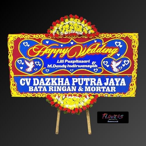Karangan Bunga Papan Happy Wedding