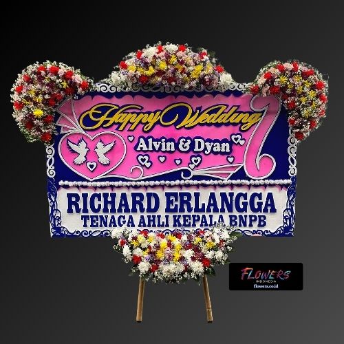 Karanagn Bunga Papan Happy Wedding