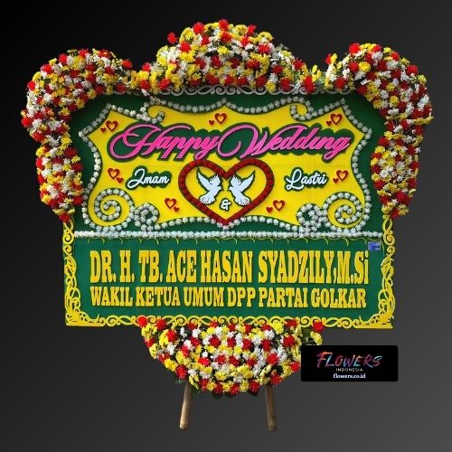 Karangan Bunga Papan Happy Wedding