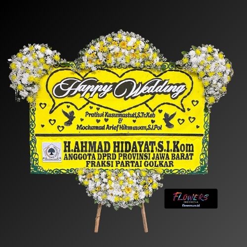 Karangan Bunga Papan Happy Wedding