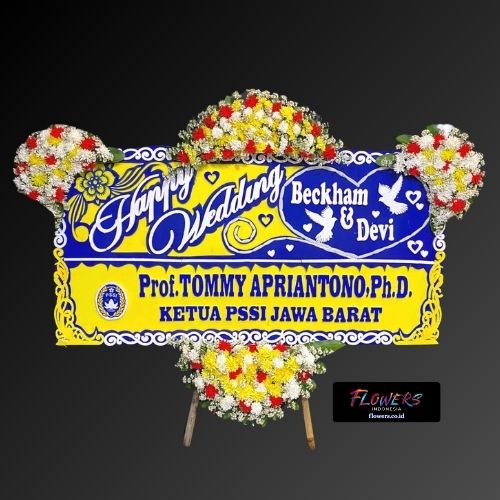 Karangan Bunga Papan Happy Wedding