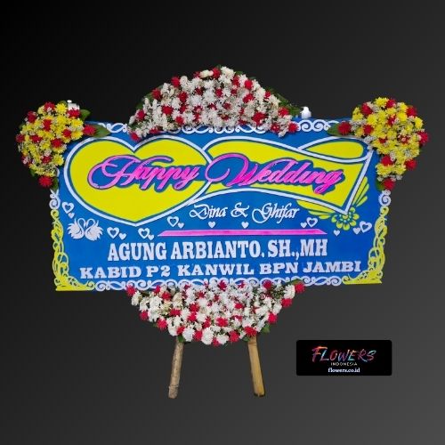 Karangan Bunga Papan Happy Wedding