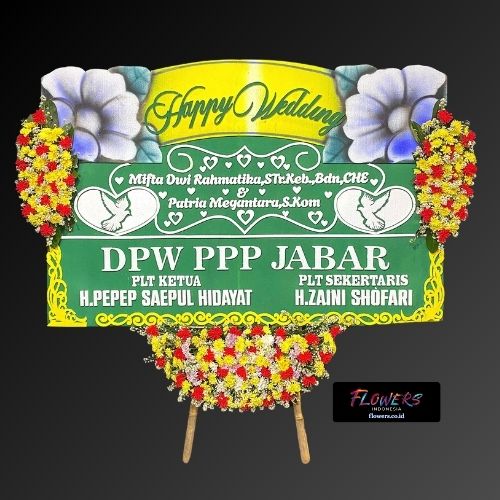 Karangan Bunga Papan Happy Wedding