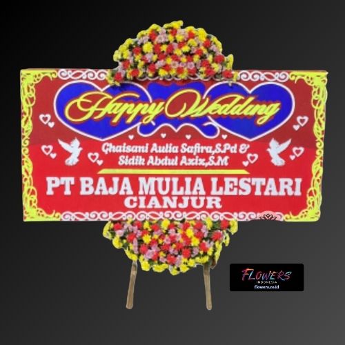 Karangan Bunga Papan Happy Wedding