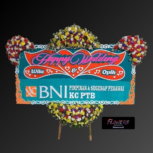 Karangan Bunga Papan Happy Wedding