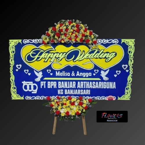 Karangan Bunga Papan Happy Wedding