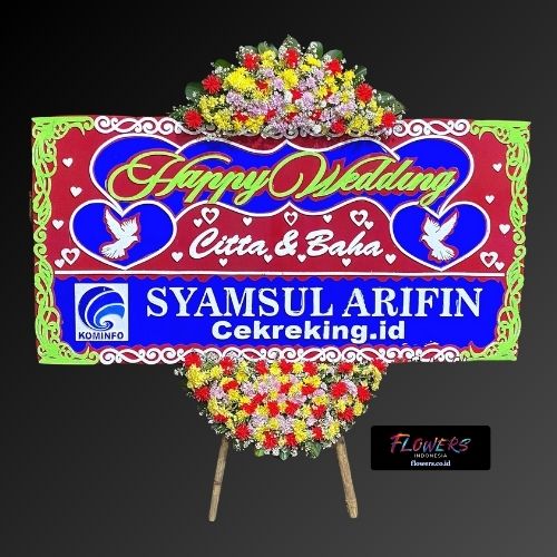 Karangan Bunga Papan Happy Wedding