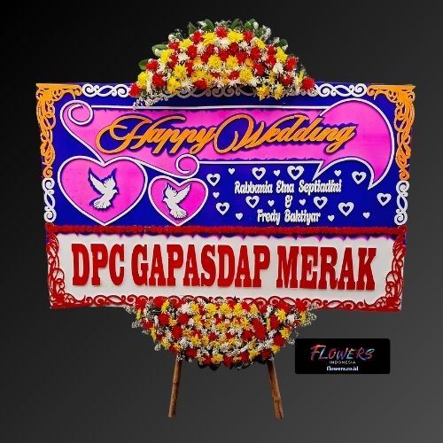 Karangan Bunga Papan Happy Wedding