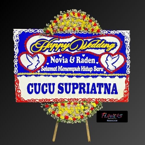 Karangan Bunga Papan Happy Wedding