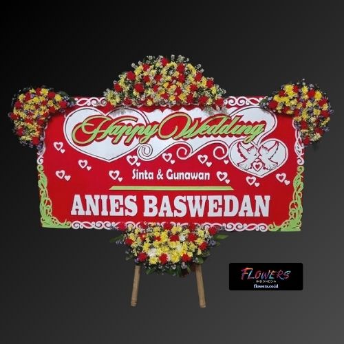 Karangan Bunga Papan Happy Wedding