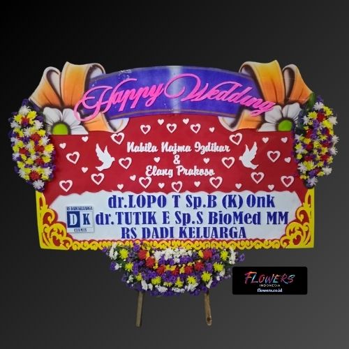 Karangan Bunga Papan Happy Wedding
