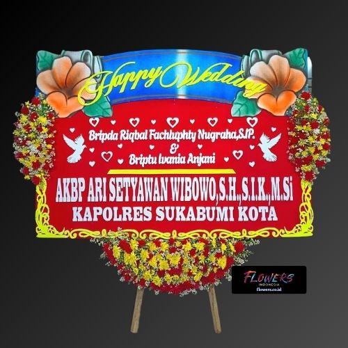 Karangan Bunga Papan Happy Wedding