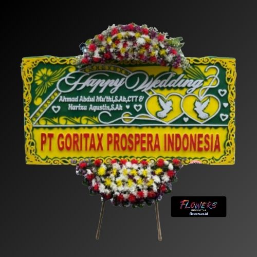 Karangan Bunga Papan Happy Wedding