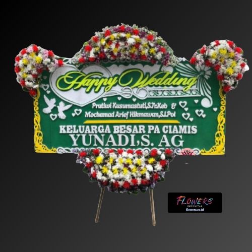 Karangan Bunga Papan Happy Wedding
