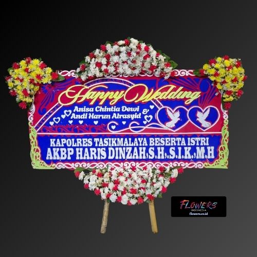 Karangan Bunga Papan Happy Wedding