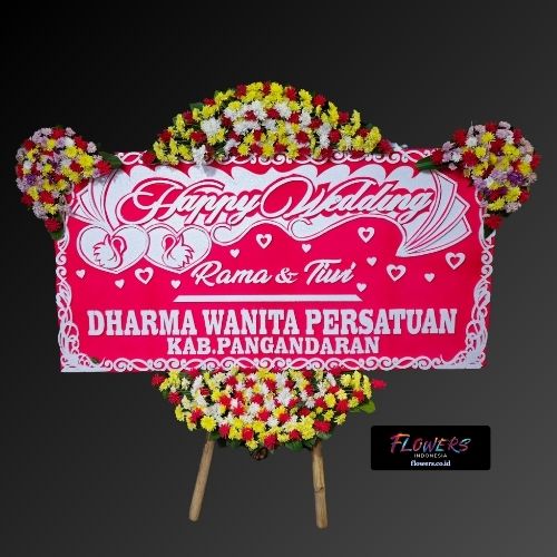 Karangan Bunga Papan Happy Wedding