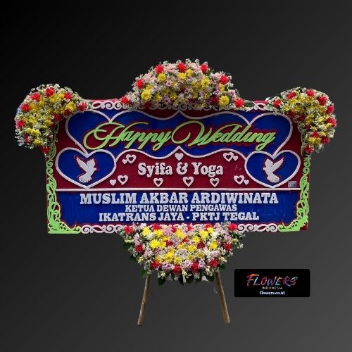 Karangan Bunga Papan Happy Wedding