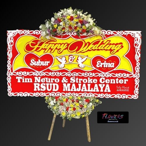 Krangan Bunga Papan Happy Wedding