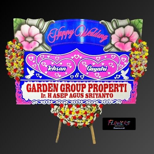 Karangan Bunga Papan Happy Wedding
