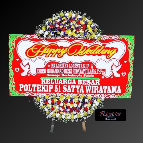 Karangan Bunga Papan Happy Wedding