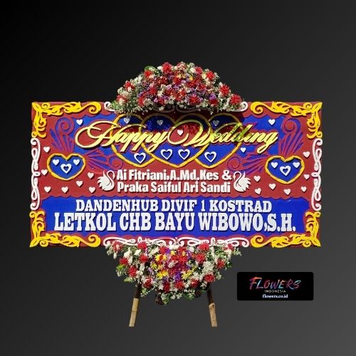 Karangan Bunga Papan Happy Wedding