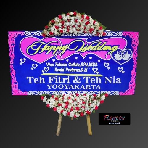 Karangan Bunga Papan Happy Wedding