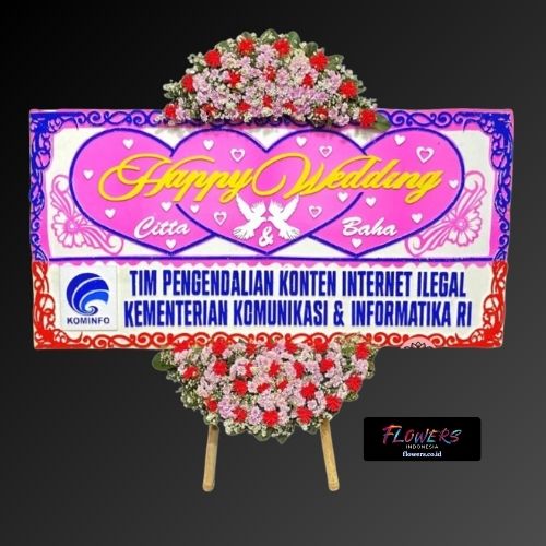 Karangan Bunga Papan Happy Wedding