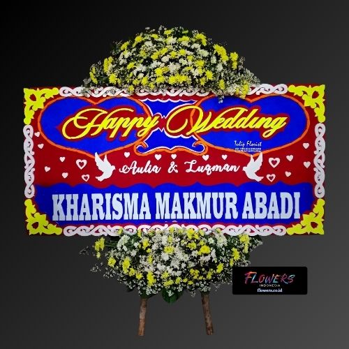 Karangan Bunga Papan Happy Wedding