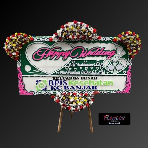 Karangan Bunga Papan Happy Wedding