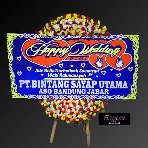 Karangan Bunga Papan Happy Wedding