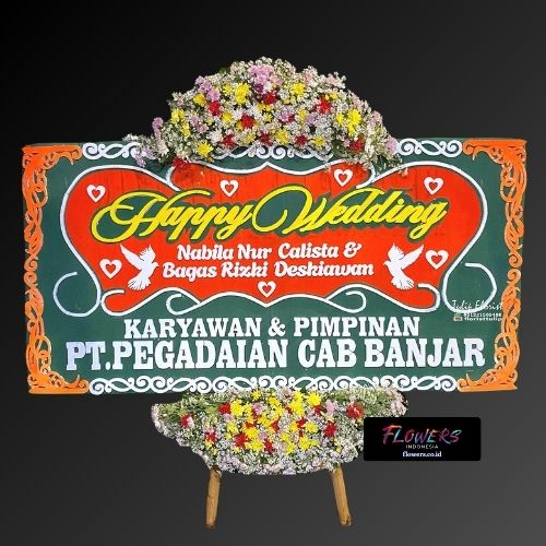 Karangan Bunga Papan Happy Wedding