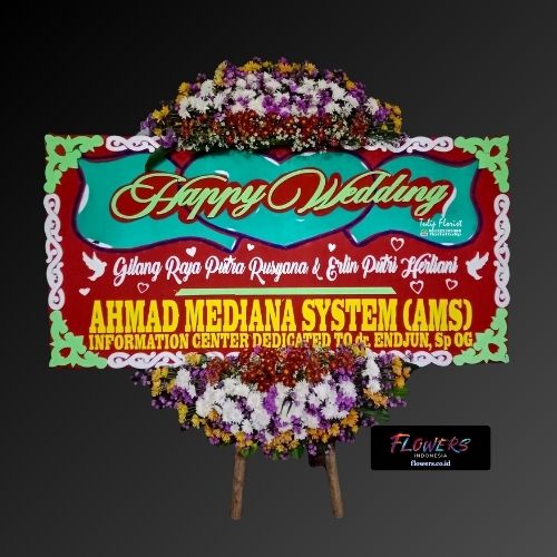 Karangan Bunga Papan Happy Wedding