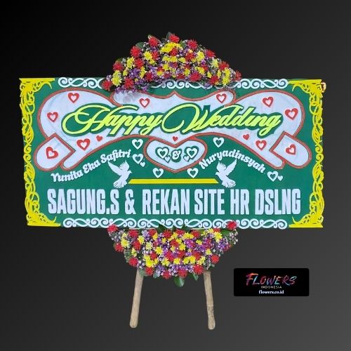 Karangan Bunga Papan Happy Wedding