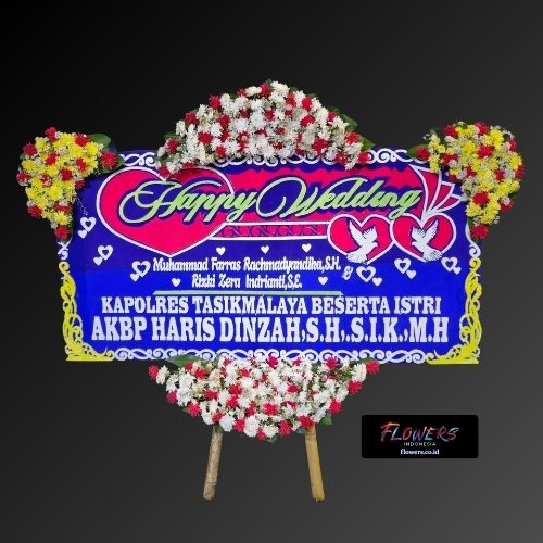 Karangan Bunga Papan Happpy Wedding
