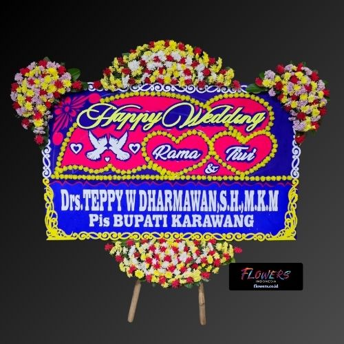 Karangan Bunga Papan Happy Wedding