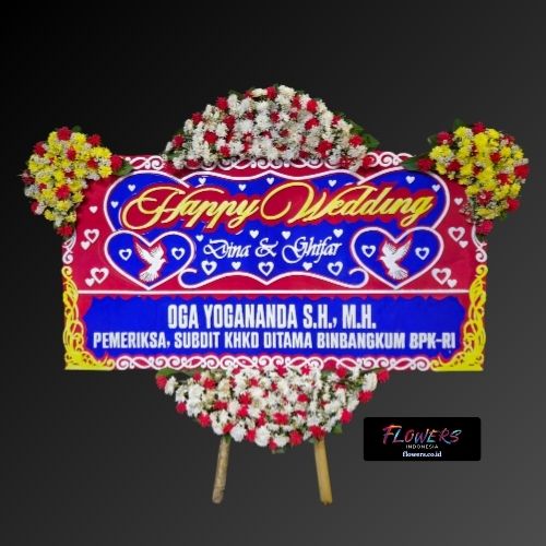 Karangan Bunga Papan Happy Wedding