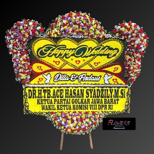 Karangan Bunga Papan Happy Wedding