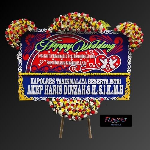 Karangan Bunga Papan Happy Wedding
