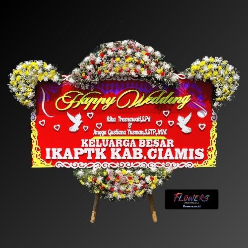 Karangan Bunga Papan Happy Wedding