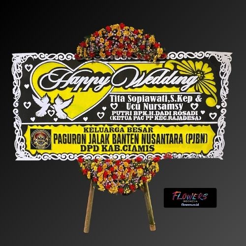 Karangan Bunga Papan Happy Wedding