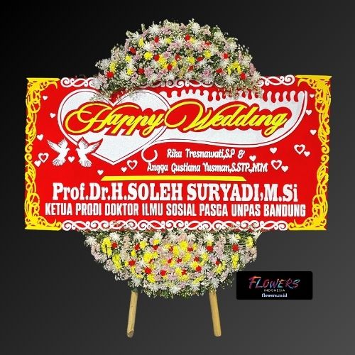 Karangan Bunga Papan Happy Wedding