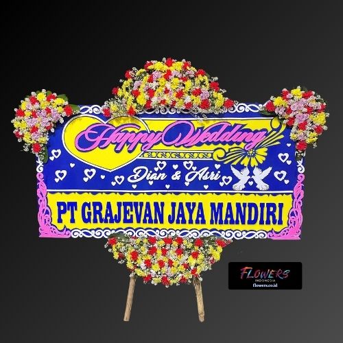 Karangan Bunga Papan Happy Wedding