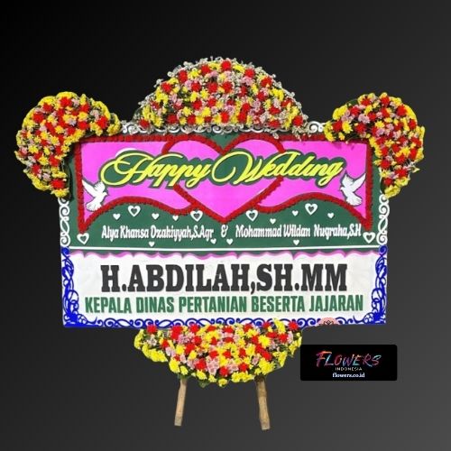 Karangan Bunga Papan Happy Wedding