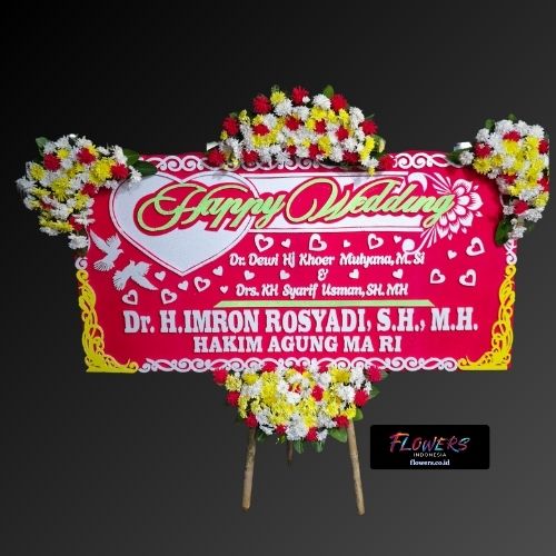Karangan Bunga Papan Happy  Wedding