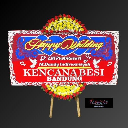 Karangan Bunga Papan Happy Wedding