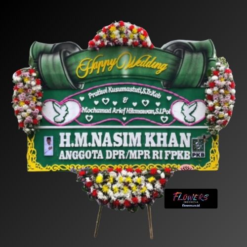 Karangan Bunga PApan Happy Wedding