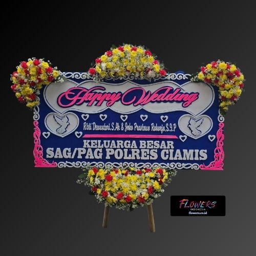 Karangan Bunga Papan Happy Wedding
