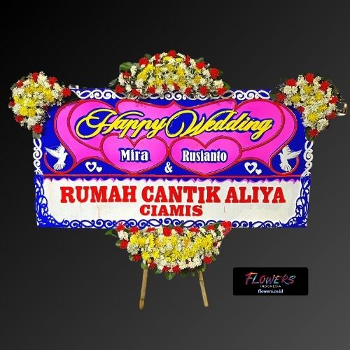 Karangan Bunga Papan Happy Wedding