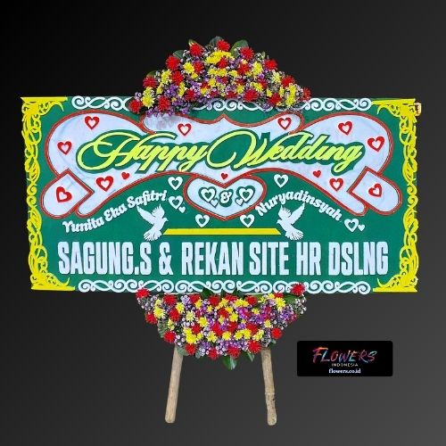 Karangan Bunga Papan Happy Wedding