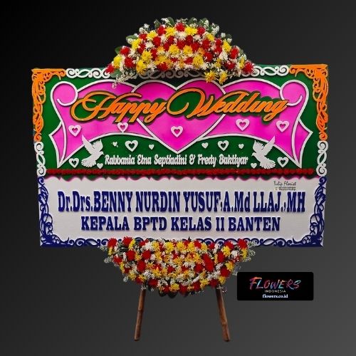 Karangan Bunga Papan Happy Wedding